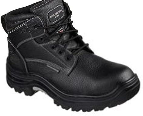 Skechers BURLING-Tarlac Steel Toe Boot Ankle High Black Slip Resistant Memory Foam Work Shoe (10.5)