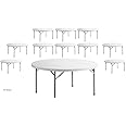 10 Pack! White Granite 60" / 150 Cm / 60 Inch Round Folding Table Easy Folding Table Round Fold Out Table Banquet Folding Table Plastic Round Table Heavy Duty Round Table Round Temporary Table