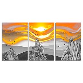 Canvas Wall Art Abstract Beautiful Sky Fantasy Painting Artwork for Home Prints Framed - 16"x24" x 3 Panels
