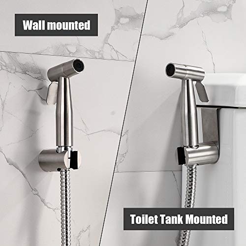 Baby Cloth Diaper Sprayer - Handheld Stainless Steel Bidet Toilet Shattaf Sprayer with Brushed Nickel - Complete Sprayer and Hose Set (Handle)