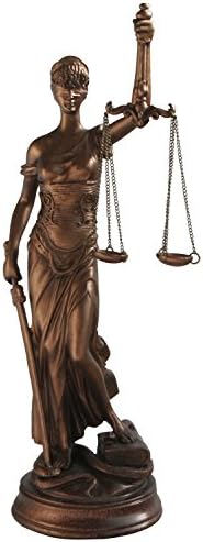 Lady of Justice Goddess Statue, Bronze Color, 14.25 Inches Tall