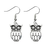 Diamondo Owl Dangle Earrings Retro Light Ear Jewelry Women Ancient Silver Color