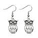 Diamondo Owl Dangle Earrings Retro Light Ear Jewelry Women Ancient Silver Color