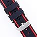 Silicone Rubber Watch Strap Sport Diver Watch Band Black Red 22mm