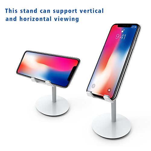 Phone Stand,Cell Phone Holder Tablet Stand Desktop Holders Suit for Mobile Phone Tablets Below 10", Adjustable Mobile Phone Holder - Silver