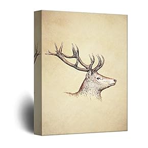 Canvas Wall Art - Watercolor Style Hand Drawn Deer with Antlers - Giclee Print Gallery Wrap Modern Home Art Ready to Hang - 12x18 inches