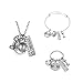Gmai Strong Workout Exercise Weight Lifting Barbell Kettlebell Fitness Silver Fitness Gym Barbell Plate Dumbbell Weight Jewelry Set Necklace Keyring bracelet