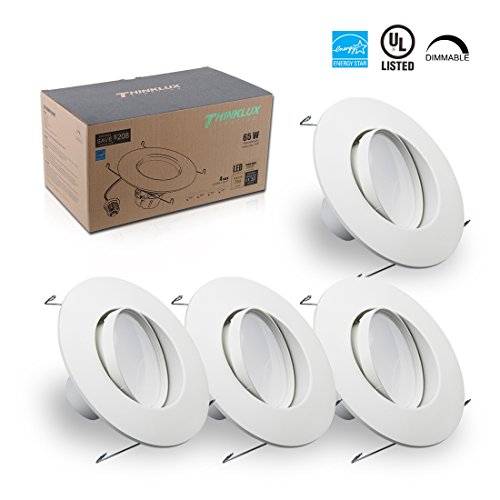 Thinklux 5/6″ LED Rotatable Gimbal Downlight, ENERGY STAR, 11W (65W Replacement), 3000K (Warm White), Retrofit LED Recessed Lighting Fixture, LED Ceiling Light, Dimmable