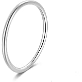CANDYFANCY 925 Sterling Silver 1.2mm Stacking Midi Thin Rings Thumb Pinky Ring Stack Knuckle Rings for Women Band Ring Size 2.5-8.5