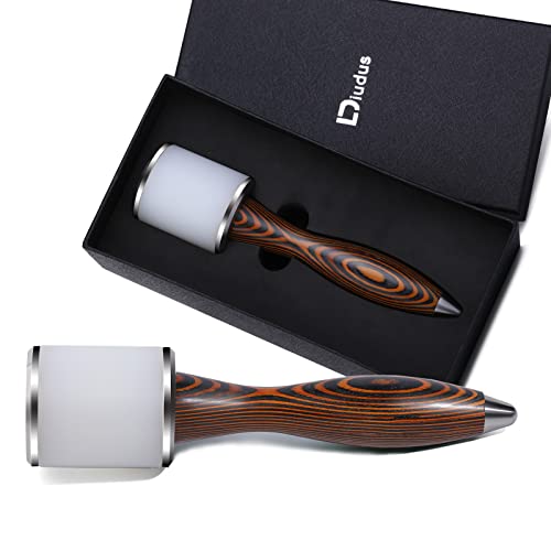 DIUDUS Leather Nylon Hammer, Straight Head Carving Hammer for Handmade Leather Crafts (Brown/Water-Rippled)