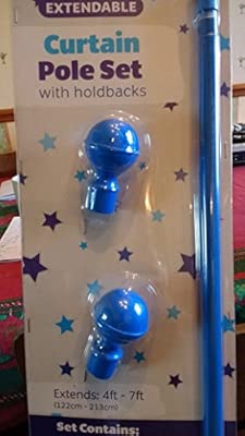 Extendable Blue Curtain Pole Rail Boy Bedroom Playroom Kitchen New