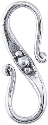 Sterling Silver Beaded S-Hook Clasp Component