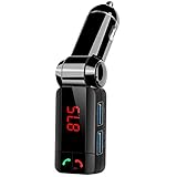 Tenswall Bluetooth FM Transmisor Manos Libres Car Kit, Reproductor de mp3, receptor de Bluetooth, cargador de coche manos libres bluetooth con Calling y puerto de carga USB hasta 2.1A