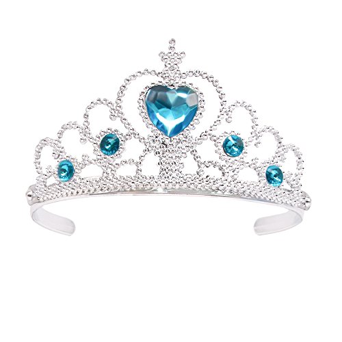 Princess Dress Up Costume Accessories Elsa Set For Princess cosplay Gloves Tiara Wand and Necklace(5 Pieces)