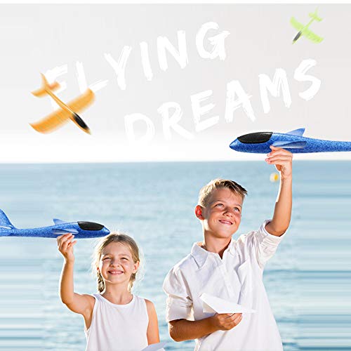 Xstar Large Size 17.5inch Foam Glider Airplane Outdoor Paper Plane Sports Easy Assemble Manual Throwing Fun Challenging Toy Aerobatic Airplane Model Foam Folding Plane Aircraft (Blue) - Thumbnail 4