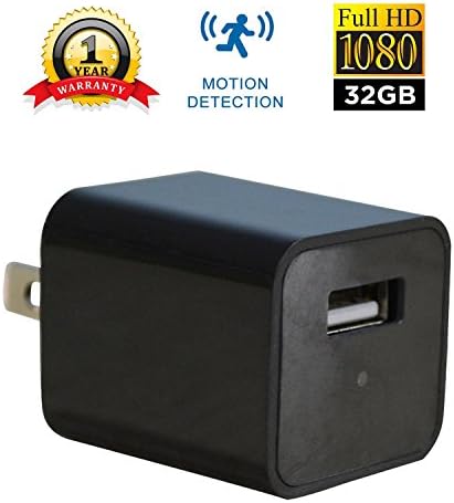 HIDDEN SPY CAM CAMERA SC-01 - USB Wall Charger Camera | HD 1080P | Built-in 32GB Internal Memory | Motion Activated | Home Security Monitor Camcorder | Nanny Cam | No Hole | Batteryless
