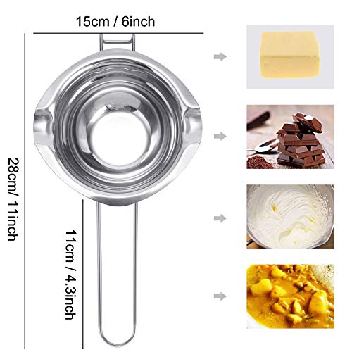 JOYIT Melting Pot Large - 304ï¼ˆ18/8ï¼‰Stainless Steel Melts for Butter Chocolate Cheese Caramel, 600ML Double Boiler Pots, Baking Tools