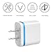 OKRAY 2A 10W Portable Dual USB Travel Wall Charger Home Power Adapter Plug for iPhone 7 SE 6s 6 Plus, iPad Air, Samsung Galaxy, Android, HTC, Google Nexus, Nokia (Grey Blue Hot Pink, 3 Pack)