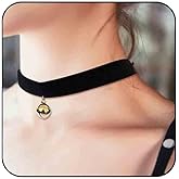 Allereyae Vintage Satin Choker Necklace Gold Ball Pendant Necklace Short Velvet Necklace Punk Black Wide Leather Necklace Chain for Women and Girls