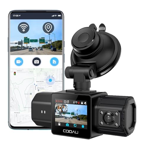 COOAU Dual Dash Cam 2.5K 1080P GPS WI-FI