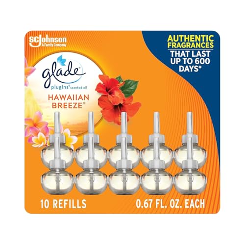 Glade PlugIns Air Freshener Refills, Hawaiian Breeze, 10 Count