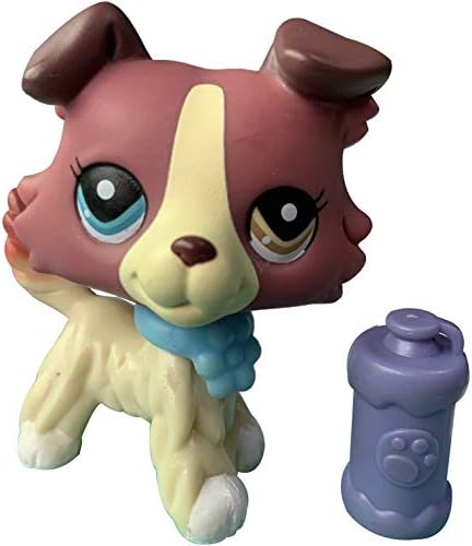 Lps Collectable Rare Figures #1262 Toy Red and Tan Different Eyes Collie Clear Peg Magnet Foot with lps Accessories Kids Gift