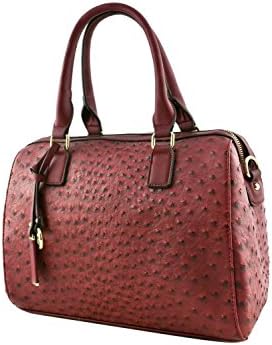 Women's Designer Faux Leather Fashionable Ostrich Top Handle Bag VA2014 Wine