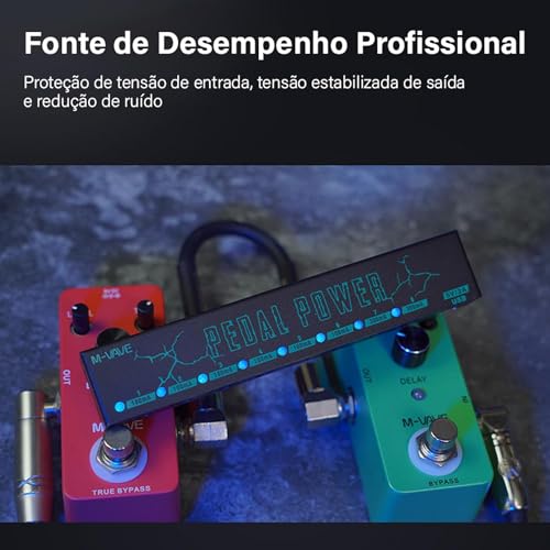 M-VAVE VEDO Pedal Power - Fonte de Alimentação para Pedais 9V com 8 Saídas Isoladas, Proteção Contra Sobrecarga, Entrada Type-C 5V 2A, Ideal para Pedalboard de Guitarra, Baixo e Efeitos Estável