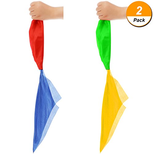 HESTYA 2 Pieces Magic Scarves Color Changing Silk Hanky Props for Trick Streets Four-Color Silk Magic Props Magician Accessories
