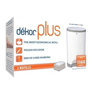 Dekor Plus Diaper Pail Refills|2 Count|Most Economical Refill System|Quick & Easy to Replace|No Preset Bag Size–Use Only…