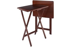 Winsome Alex 2-Piece Snack Table Set, Walnut Finish - Folding TV Tray Tables for Living Room, Compact Storage Design