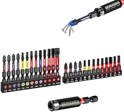 Set di 27 punte per cacciavite PH PZ Torx Hex SL da 25 mm, 50 mm, resistenti agli urti, attacco esagonale S2, in lega di acciaio inox, codice colore ultra