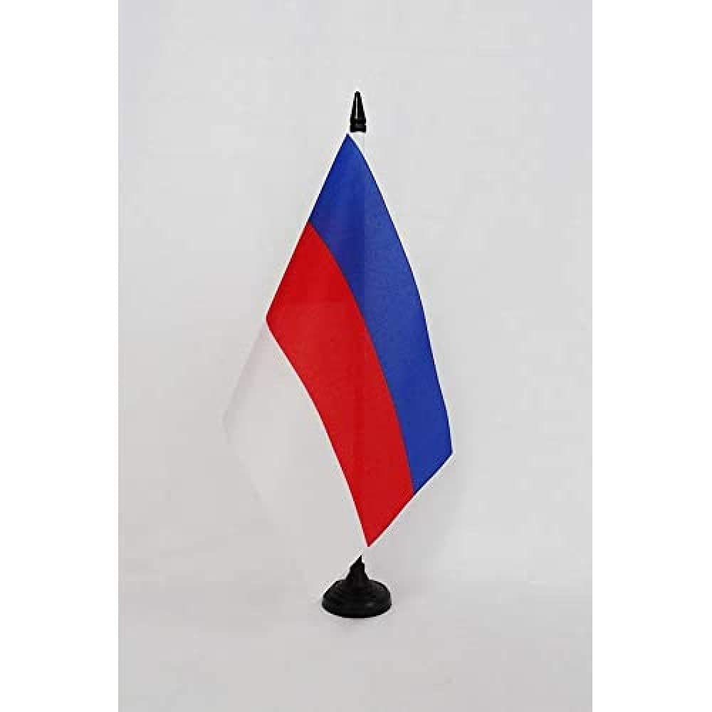 AZ FLAG Sorbs of Lusatia Table Flag 5'' x 8'' - Sorbian Office Decoration 100% Polyester 21 x 14 cm - Mini Desk Flag with Pole and Black Plastic Base