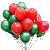 GuassLee 100pcs Merry Christmas Balloons 12 Inch Red and Green Balloons Assorted Pearl Balloons for Christmas Themed Party Decorations