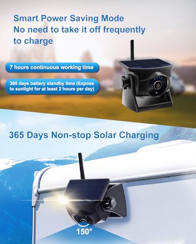 1080P Solar Magnetic WiFi Backup Camera,Wireless Hitch Camera with Night Vision, 365-Day Standby, Rechargeable Battery, Low Power Consumption,Rear Front View for RV, Trailer, Car for Phone Pad Android