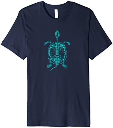 Mens Turtle Reptile Skeleton Fossil X-Ray T-Shirt XL Navy
