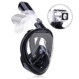 QingSong Full Face Snorkel Mask, Snorkeling Mask for Adults and Kids with Detachable Camera Mount, 180 Degree Large View Free Breath Dry Top Set Anti-Fog Anti-Leak Anti-UV