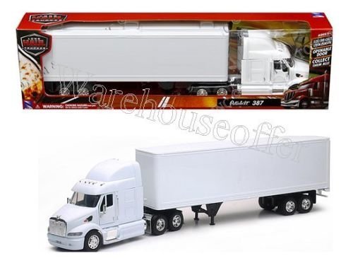 NEW 1:32 NEWRAY TRUCK & TRAILER COLLECTION - PETERBILT 387 TRAILER SEMI PLAIN WHITE Diecast Model By NEW RAY TOYS