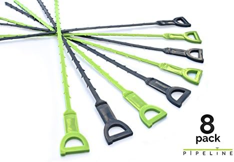 Drain Snake Cleaning Tool/Auger | 8 Pack, 20 Long | Hair Drain Clog Remover Perfect to Unclog Showers, Bathtubs &amp; Sinks