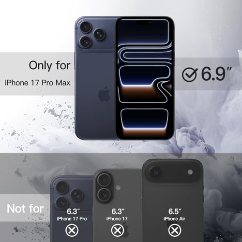 JETech Magnetic Case for iPhone 17 Pro MAX 6.9 Inch Compatible with MagSafe, Shockproof Case, Solid Color Matte TPU Frame, Anti-Scratch Transparent Backing(Dark Blue)
