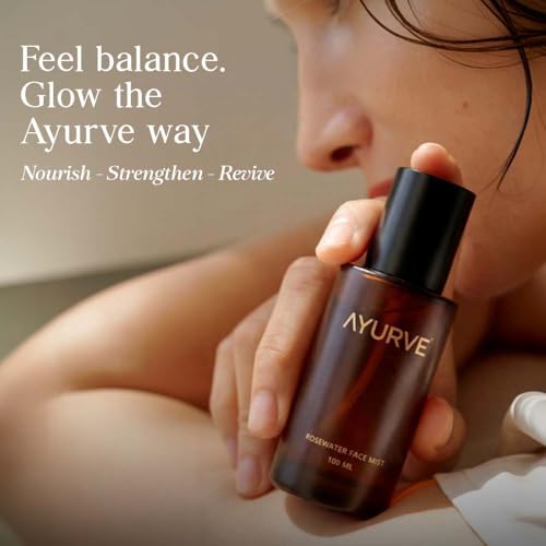 Ayurve Rose Water Face Mist 100ml | 100% Pure Steam Distilled Rosa Damascena | Hydrating Facial Toner Spray for Glowing Skin | Alcohol-Free Natural Mist for Dry, Oily & Acne-Prone Skin