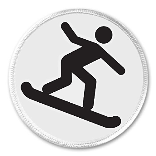 Snowboarder / Snowboarding Symbol Sign 3" Sew On Patch Black & White