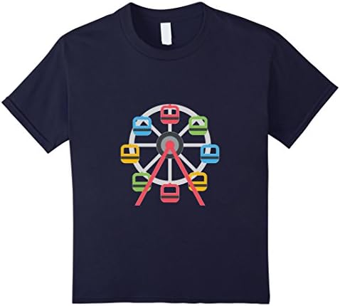 Kids Ferris Wheel Emoji T-Shirt Carnival Amusement Park Ride 6 Navy