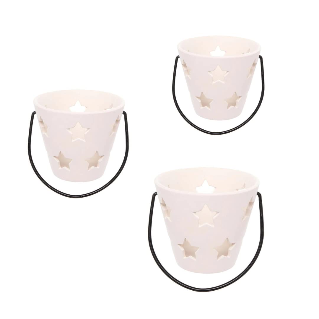 Baker Ross FE555 Garden Ceramic Tealight Holders - Box of 3, Paintable Creative Art and Craft Projects for Kids to Make, Personalise and Decorate, White