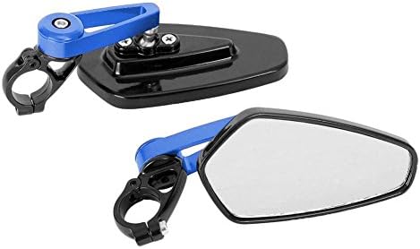 CALISTOUK Motorcycle Rearview Mirror, Motorbike Bike Universal Handle Bar End Rearview Side Mirror Aluminum/Blue