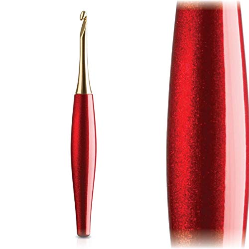 Furls Odyssey Crochet Hook 14k Gold Plated Tip, Red Ergonomic Handle I - 5.5mm