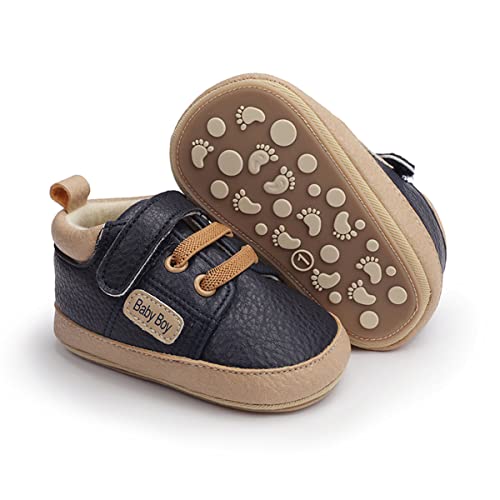HsdsBebe Baby Boys Girls Pu Leather Hard Bottom Walking Sneakers Toddler Rubber Sole First Walkers Infant Cartoon Slippers Crib Shoes