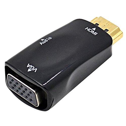 HDMI to VGA Adapter,Tuscom@ HDMI to VGA Converter HDMI2VGA Connector Adapter + Audio Cable For PC Computer Laptop Desktop Tablet to HDTV Display Projector (Black)