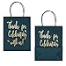 LaRibbons Medium Size Gift Bags - Gold Foil Thanks for celebrating with us Navy Paper Bags with Handles for Wedding, Birthday, Baby Shower, Party Favors - 25 Pack - 8