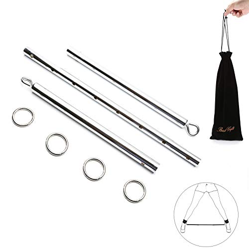 Sovyime Silver Expandable Spreader Bar Sports aid Tools for Legs and Arms, Heavy Duty Position Master Thigh Spreader Tools Home Gyms Wrist Ankle Weight Home Yoga